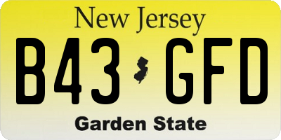 NJ license plate B43GFD