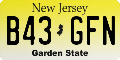 NJ license plate B43GFN