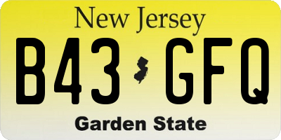NJ license plate B43GFQ