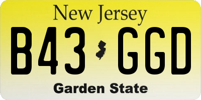 NJ license plate B43GGD