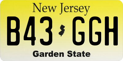 NJ license plate B43GGH