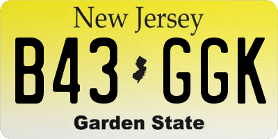 NJ license plate B43GGK