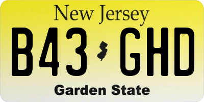 NJ license plate B43GHD
