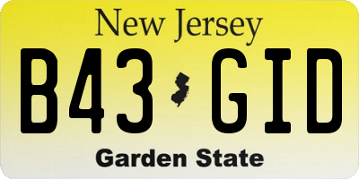 NJ license plate B43GID
