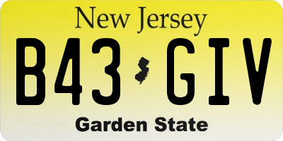 NJ license plate B43GIV