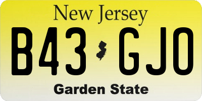 NJ license plate B43GJO