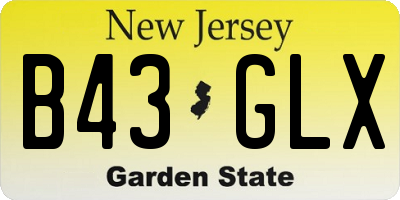 NJ license plate B43GLX