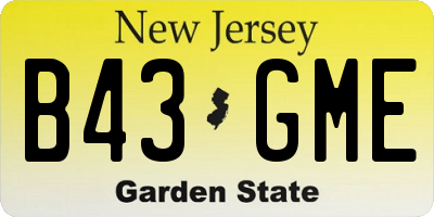 NJ license plate B43GME