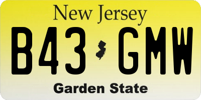 NJ license plate B43GMW