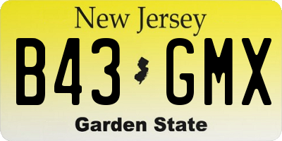 NJ license plate B43GMX