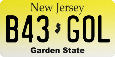 NJ license plate B43GOL