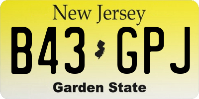 NJ license plate B43GPJ