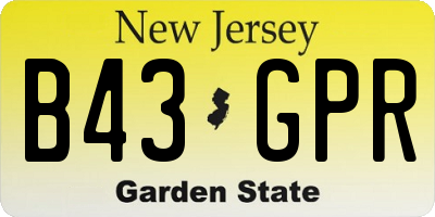 NJ license plate B43GPR