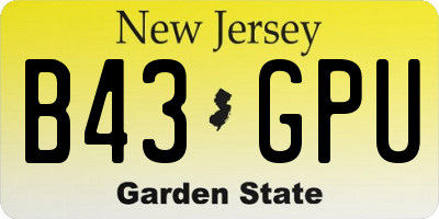 NJ license plate B43GPU
