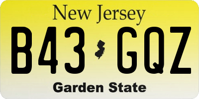 NJ license plate B43GQZ