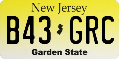 NJ license plate B43GRC