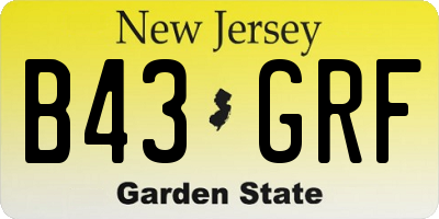NJ license plate B43GRF
