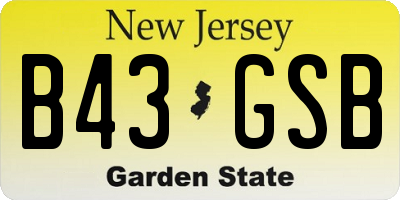 NJ license plate B43GSB
