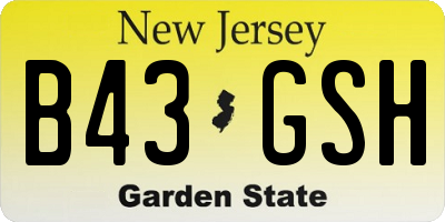 NJ license plate B43GSH