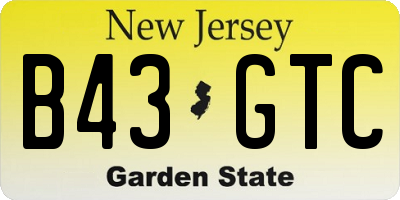 NJ license plate B43GTC