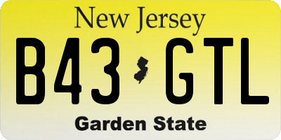 NJ license plate B43GTL