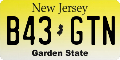 NJ license plate B43GTN