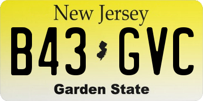 NJ license plate B43GVC