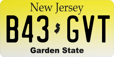 NJ license plate B43GVT