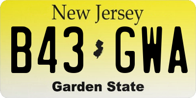 NJ license plate B43GWA