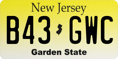 NJ license plate B43GWC
