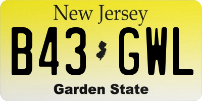 NJ license plate B43GWL