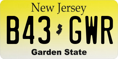 NJ license plate B43GWR