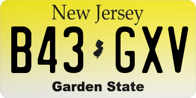 NJ license plate B43GXV