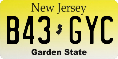 NJ license plate B43GYC