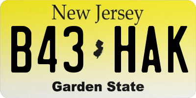 NJ license plate B43HAK