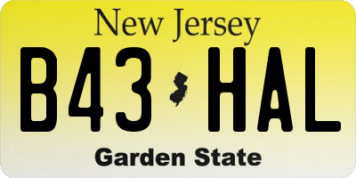 NJ license plate B43HAL