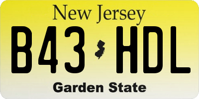 NJ license plate B43HDL