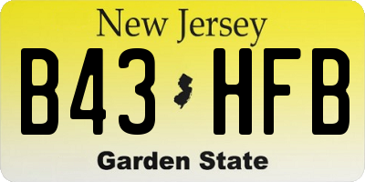 NJ license plate B43HFB