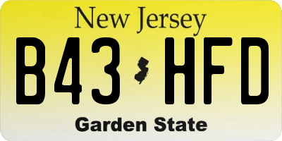 NJ license plate B43HFD