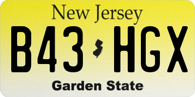 NJ license plate B43HGX