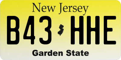 NJ license plate B43HHE