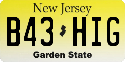 NJ license plate B43HIG