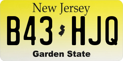 NJ license plate B43HJQ