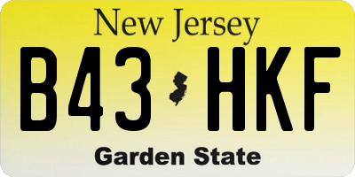 NJ license plate B43HKF