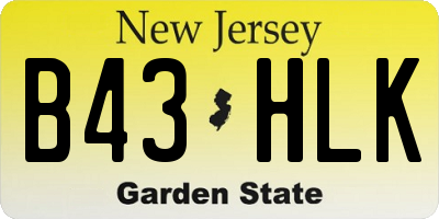 NJ license plate B43HLK