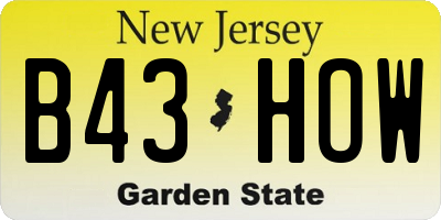 NJ license plate B43HOW
