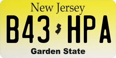 NJ license plate B43HPA