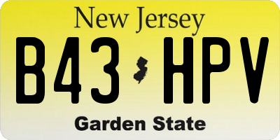 NJ license plate B43HPV