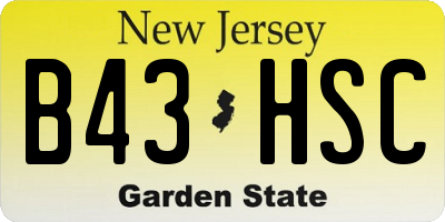 NJ license plate B43HSC