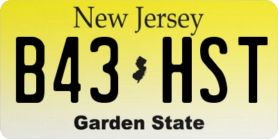 NJ license plate B43HST